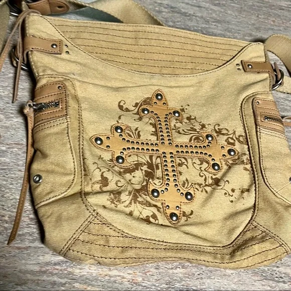 Fossil khaki shoulder/ crossbody bag with studs - Picture 15 of 16